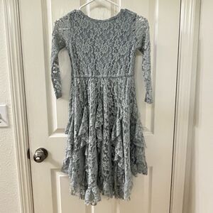 Joyfolie Mia Joy Floral Lace Ruffle Dress Blue Long Sleeve Girls Size 10
